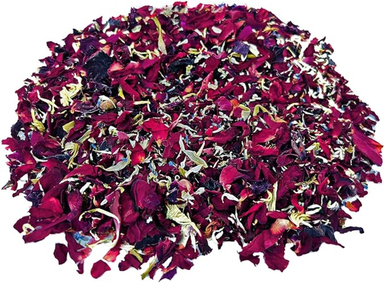 1200ml Wedding Confetti Dried Flower Petals, 100% Natural & Biodegradable Red Rose, Lavender & Jasmine Mix, Real Dried Petals for Wedding Toss, Flower Girl Baskets & Romantic Table Decor (115g)